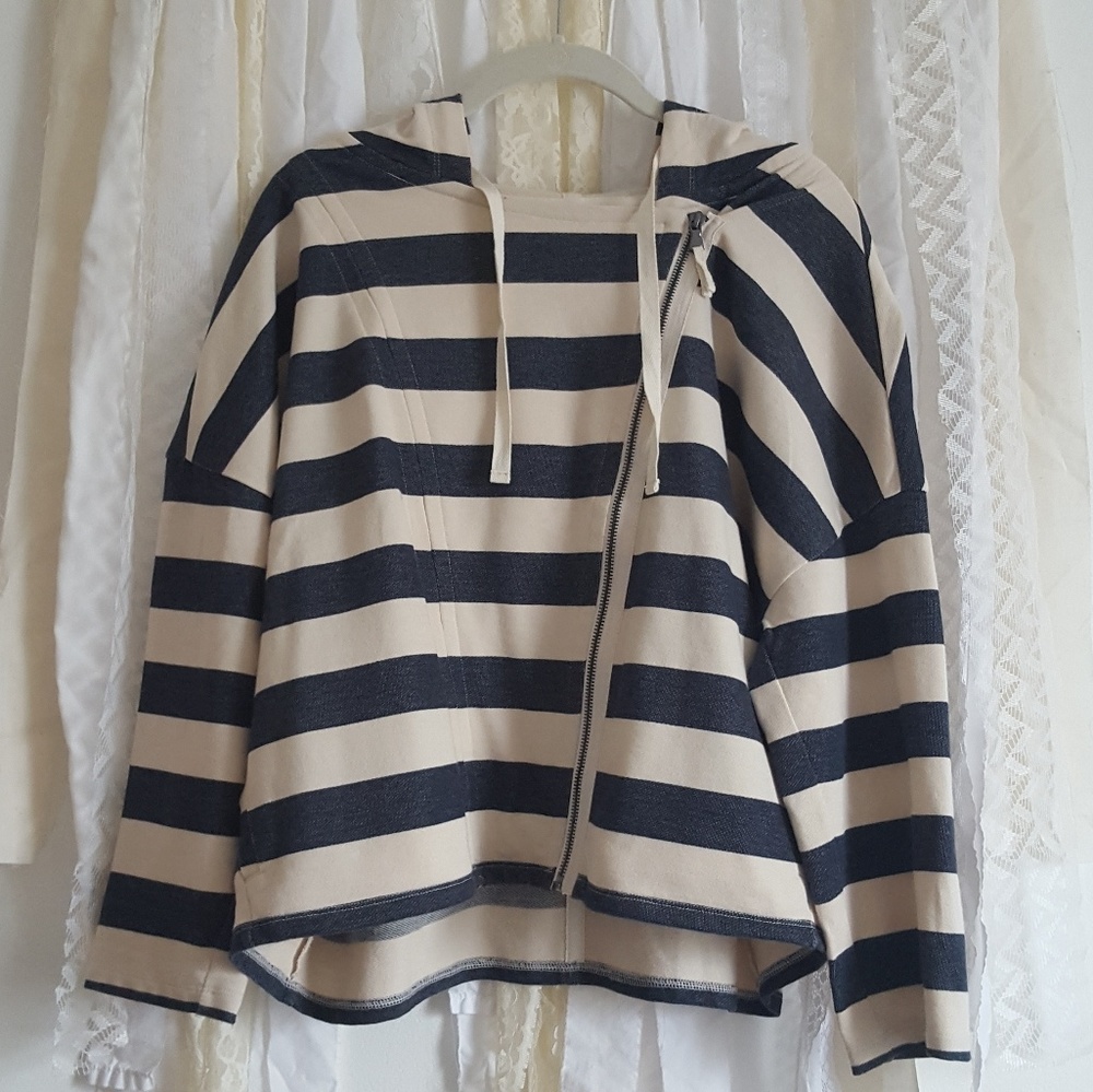 LOFT Striped Zip Up Hoodie